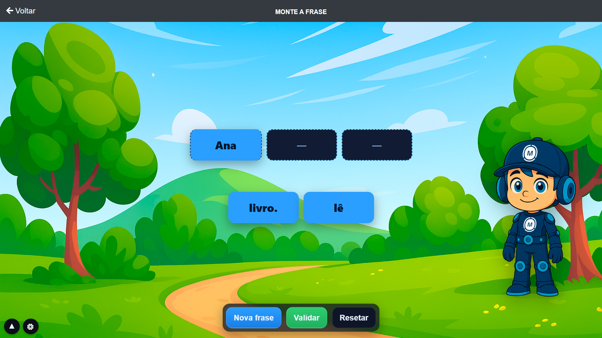 Jogo monte a frase